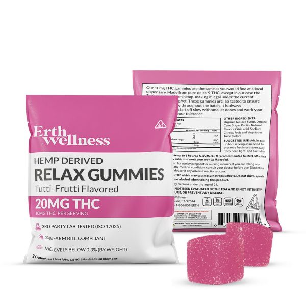 RELAX Δ9 THC Gummies - Vegan - Tutti Frutti - 20mg (Sample Size) For Sale