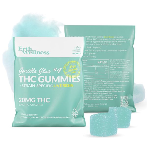 Δ9 THC Gummies - Gorilla Glue #4 - Live Resin (Hybrid) - 20mg (Sample Size) For Sale